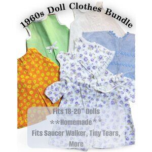 Vintage 1960s Doll Clothes Bundle Lot 5 Outfits for 18 in 20 in Dolls Homemade